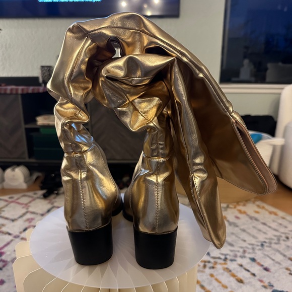 Shoe'N Tale Over The Knee Thigh High Gold Boots - Picture 6 of 8